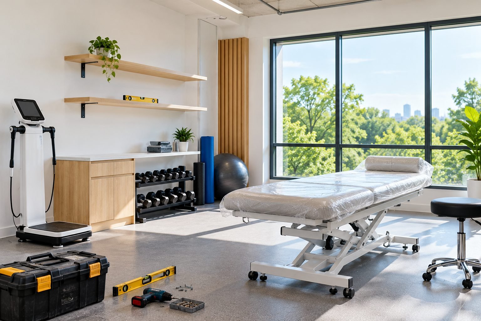 An assessment and rehab room during fit-out